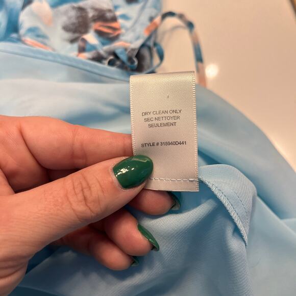 Rebecca Taylor Poolside Blue Aloha Drawstring Abstract Silk Mini Dress Size 4 - Picture 7 of 10